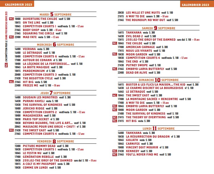 calendrier ef 2023